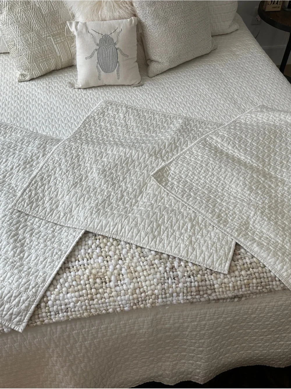 West Elm Ivory/Cream Quilted European Shams perfect condition - 3 shams
